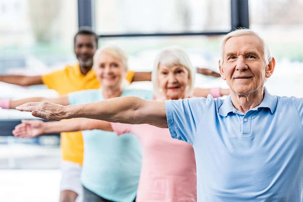 Older adults doing balance training